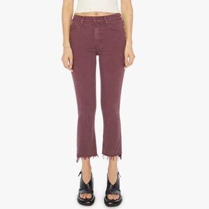 Mother The Insider Crop Step Fray Jeans in Mauve Wine Size 30 NWT